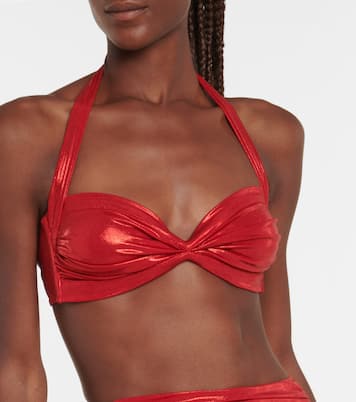 Bill shirred lamé bikini top | Norma Kamali