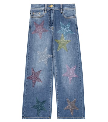 Embellished wide-leg jeans | Monnalisa
