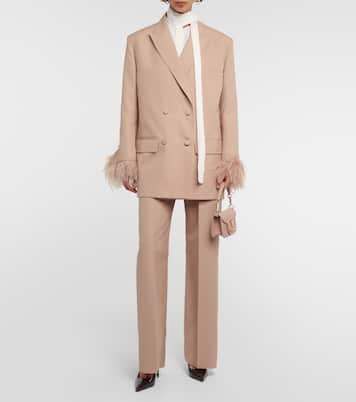 Blazer doppiopetto con piume | Valentino