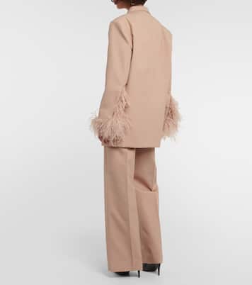 Blazer doppiopetto con piume | Valentino