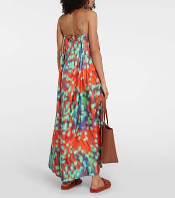 Robe longue Heather imprimée en soie | Asceno