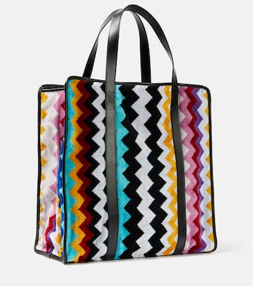 Tote Cyrus aus Baumwollfrottee mit Leder | Missoni