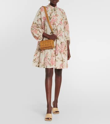 Vestido corto Winnona de lino floral | Erdem