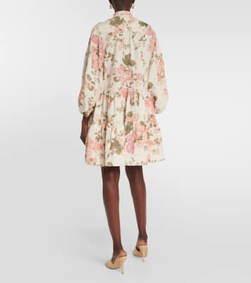 Vestido corto Winnona de lino floral | Erdem