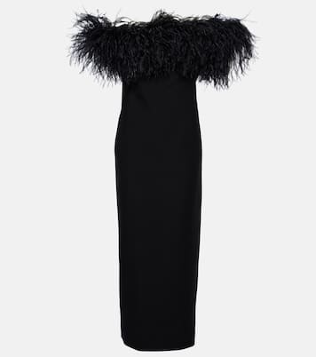 Robe longue en Crêpe Couture à plumes | Valentino