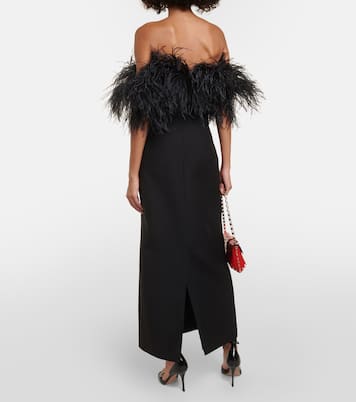 Robe longue en Crêpe Couture à plumes | Valentino