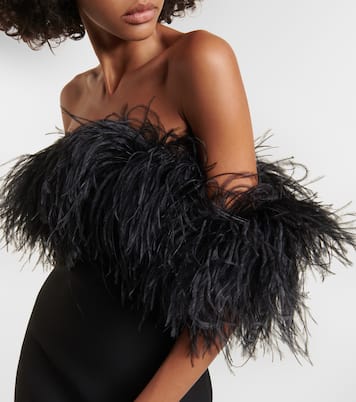 Robe longue en Crêpe Couture à plumes | Valentino