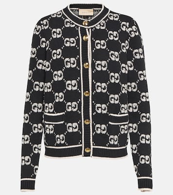 Cárdigan de boucle de lana con GG en jacquard | Gucci