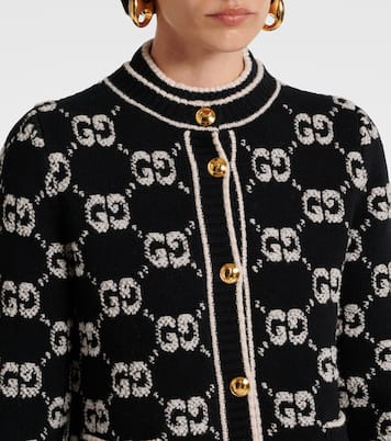 Cárdigan de boucle de lana con GG en jacquard | Gucci