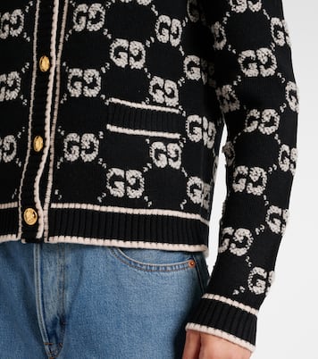 Cárdigan de boucle de lana con GG en jacquard | Gucci
