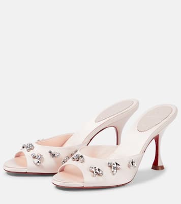 Verzierte Pantoletten Degraqueen 85 aus Crêpe | Christian Louboutin