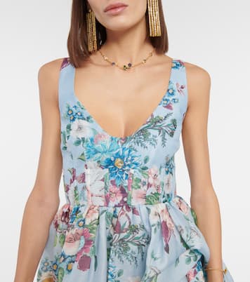 Matchmaker floral linen and silk midi dress | Zimmermann