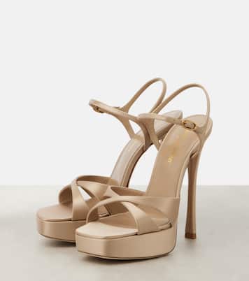 Sandali Debbie 110 in raso con plateau | Saint Laurent