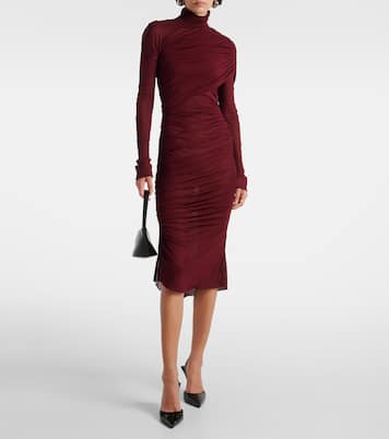 Sheer ruched midi dress | Mugler