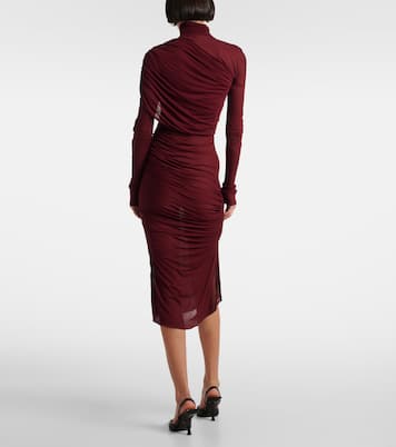 Sheer ruched midi dress | Mugler