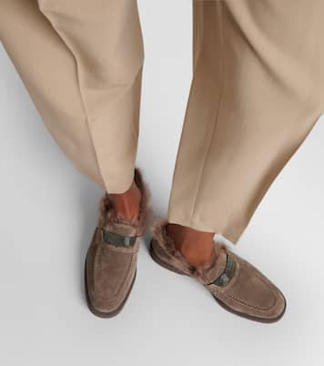 Monili shearling-lined suede loafers | Brunello Cucinelli