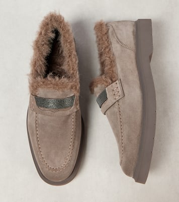 Monili shearling-lined suede loafers | Brunello Cucinelli