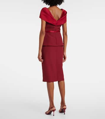 Rella draped peplum heavy crêpe midi dress | Safiyaa