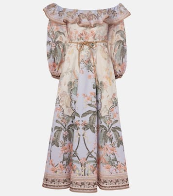 Abito midi Wylie in lino con stampa | Zimmermann