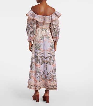 Abito midi Wylie in lino con stampa | Zimmermann