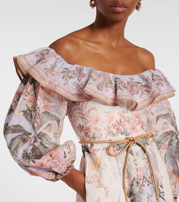 Abito midi Wylie in lino con stampa | Zimmermann
