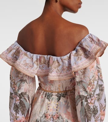 Abito midi Wylie in lino con stampa | Zimmermann