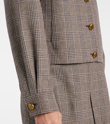 Checked cotton and linen jacket | Self-Portrait