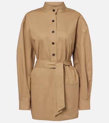 Túnica de sarga de algodón con cinturón | Saint Laurent
