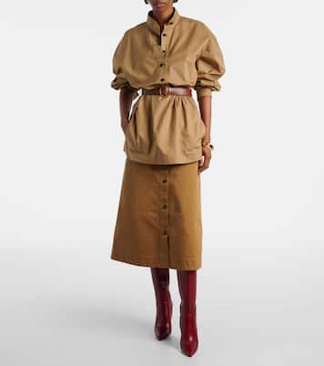 Túnica de sarga de algodón con cinturón | Saint Laurent