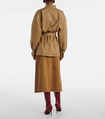 Túnica de sarga de algodón con cinturón | Saint Laurent