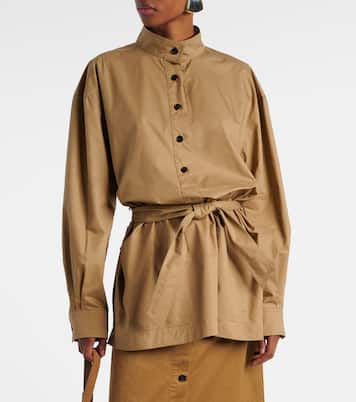 Túnica de sarga de algodón con cinturón | Saint Laurent