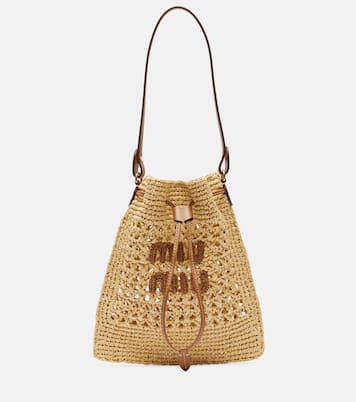 Secchiello in rafia con pelle | Miu Miu