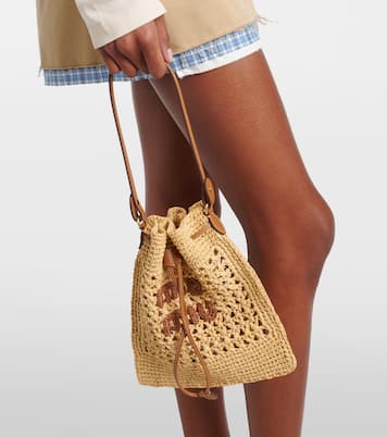 Secchiello in rafia con pelle | Miu Miu