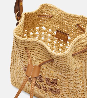 Secchiello in rafia con pelle | Miu Miu
