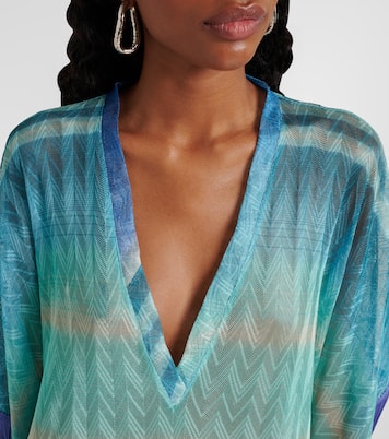 Zig Zag fringed crochet lamé kaftan | Missoni