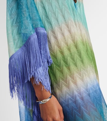 Zig Zag fringed crochet lamé kaftan | Missoni