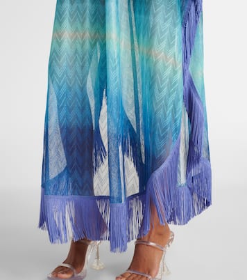 Zig Zag fringed crochet lamé kaftan | Missoni