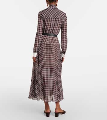 Checked chiffon midi dress | Self-Portrait
