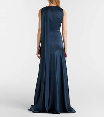 Embellished scarf-detail satin cady gown | Erdem