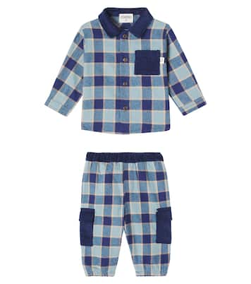 Baby checked flannel shirt and sweatpants set | Cozmo
