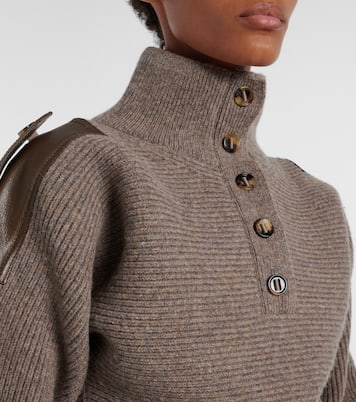 Cropped leather-trimmed wool-blend sweater | Burberry