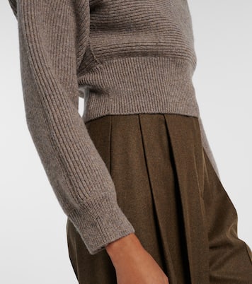 Cropped leather-trimmed wool-blend sweater | Burberry