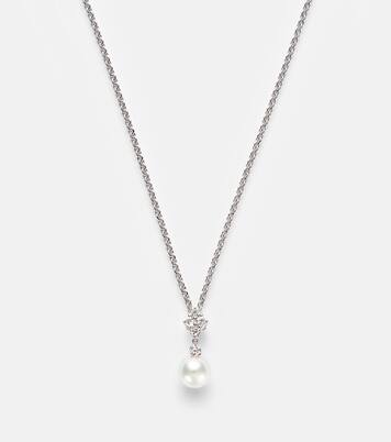 18kt white gold necklace with pearls and diamonds | Mikimoto