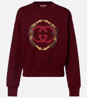 Logo embroidered cotton sweatshirt | Gucci