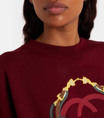 Logo embroidered cotton sweatshirt | Gucci
