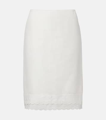 Lace-trimmed cotton and linen midi skirt | Magda Butrym