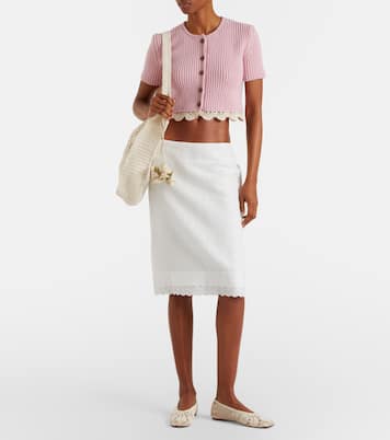 Lace-trimmed cotton and linen midi skirt | Magda Butrym