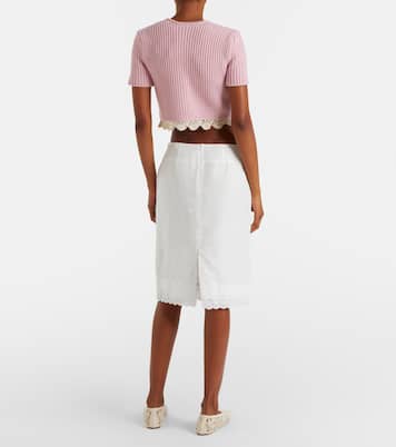 Lace-trimmed cotton and linen midi skirt | Magda Butrym