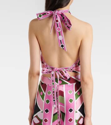 Vivara halterneck silk satin top | Pucci