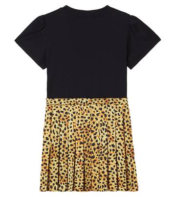 Leopard-print cotton jersey and twill dress | Versace Kids